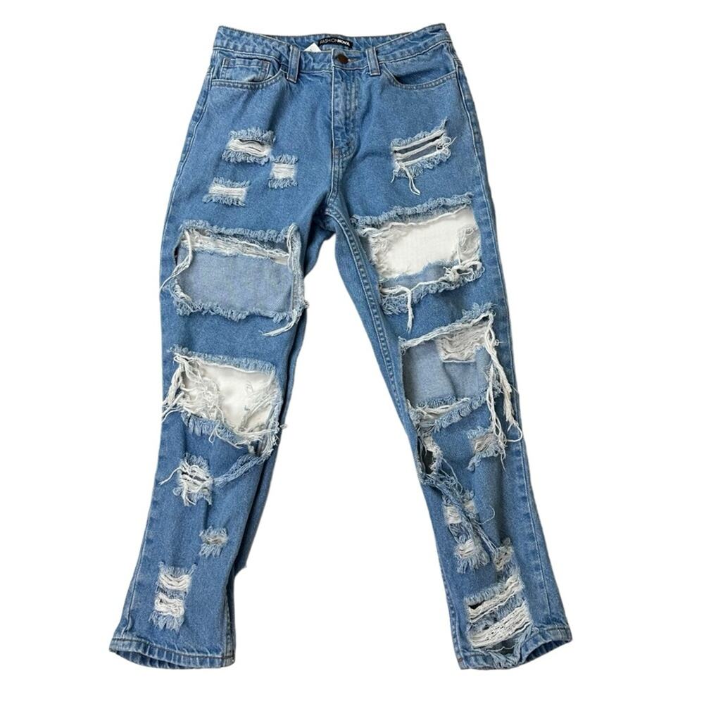Fashion Nova Destroyed Distressed Ankle Jeans Size 26